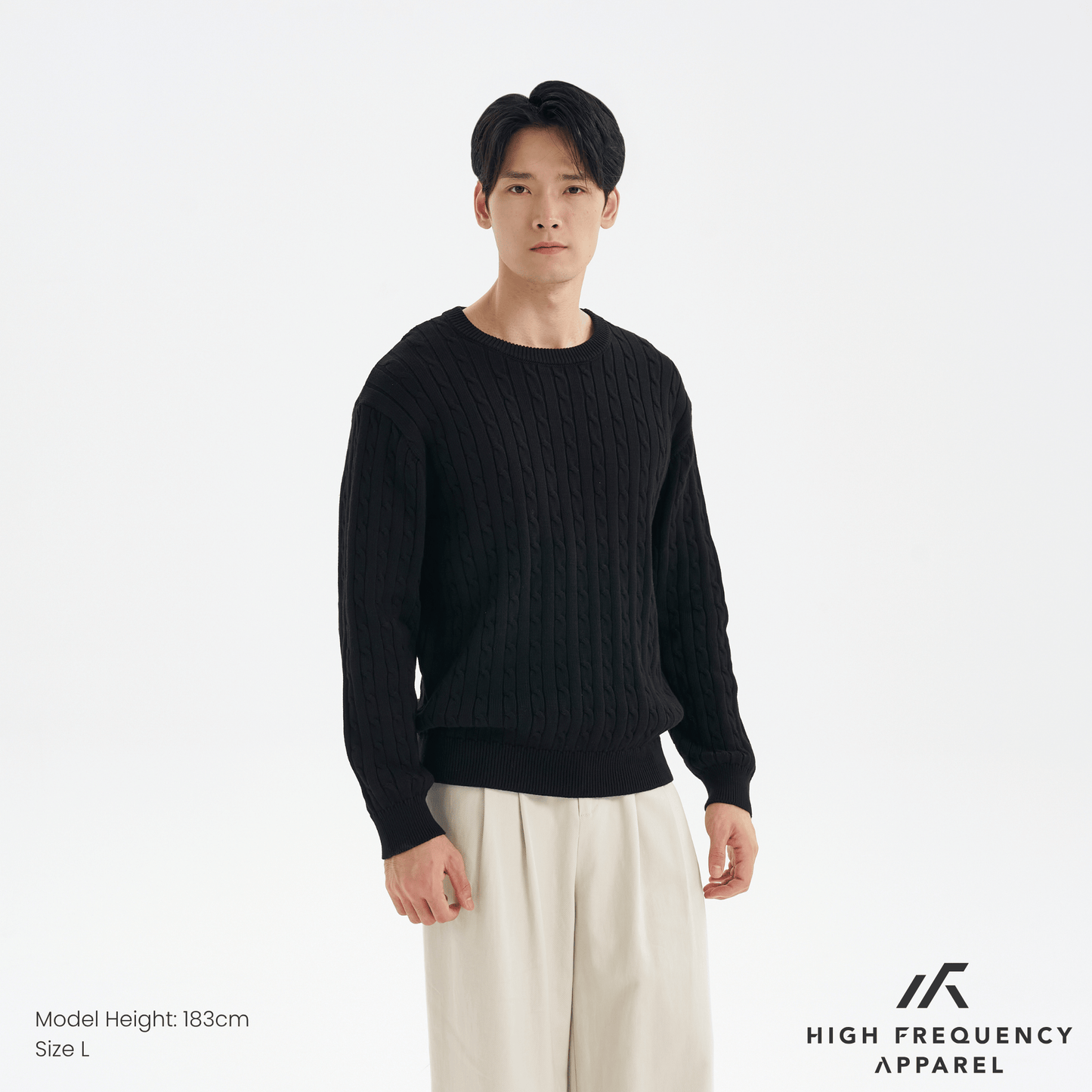 men’s cable knit long sleeve pullover