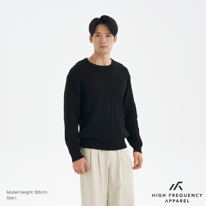 Men’s Cable Knit Long Sleeve Pullover