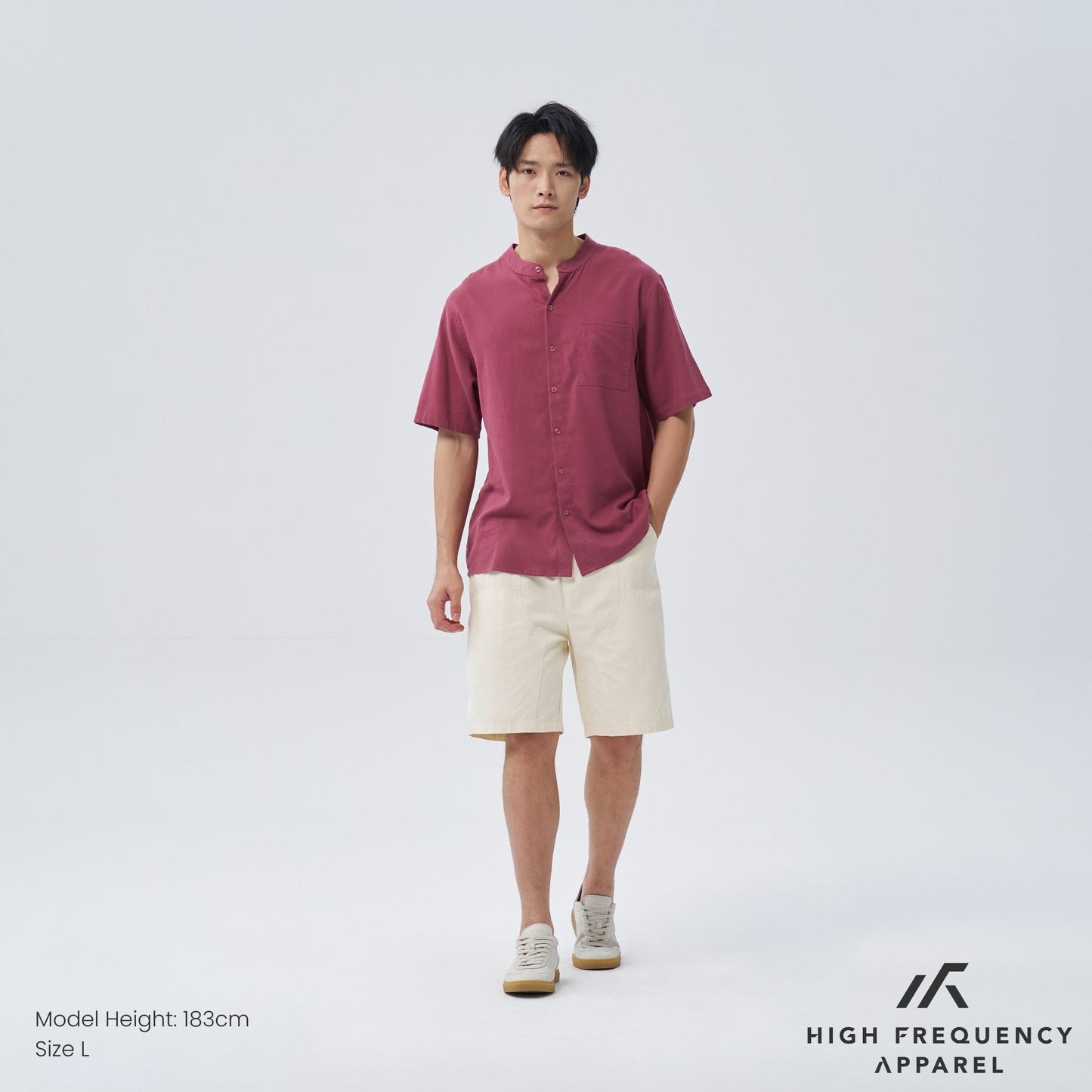 hfa men’s mandarin collar short sleeve shirt