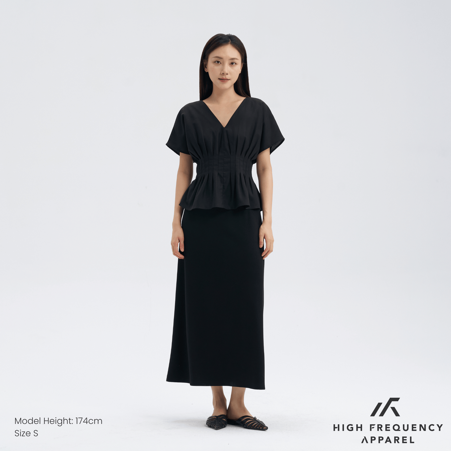 v-neck pintuck sleeved blouse