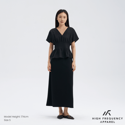 V-Neck Pintuck Sleeved Blouse