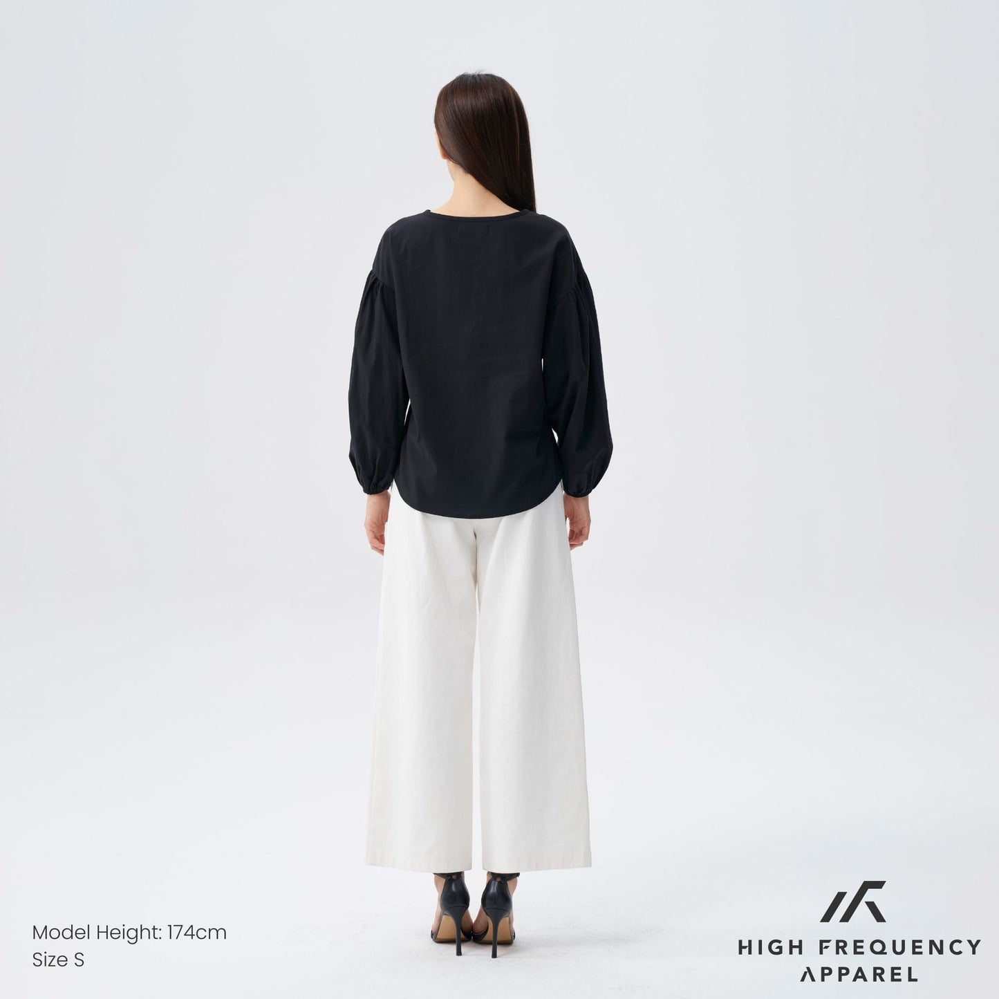 hfa women’s v-neck puffed long sleeve blouse – relaxed fit