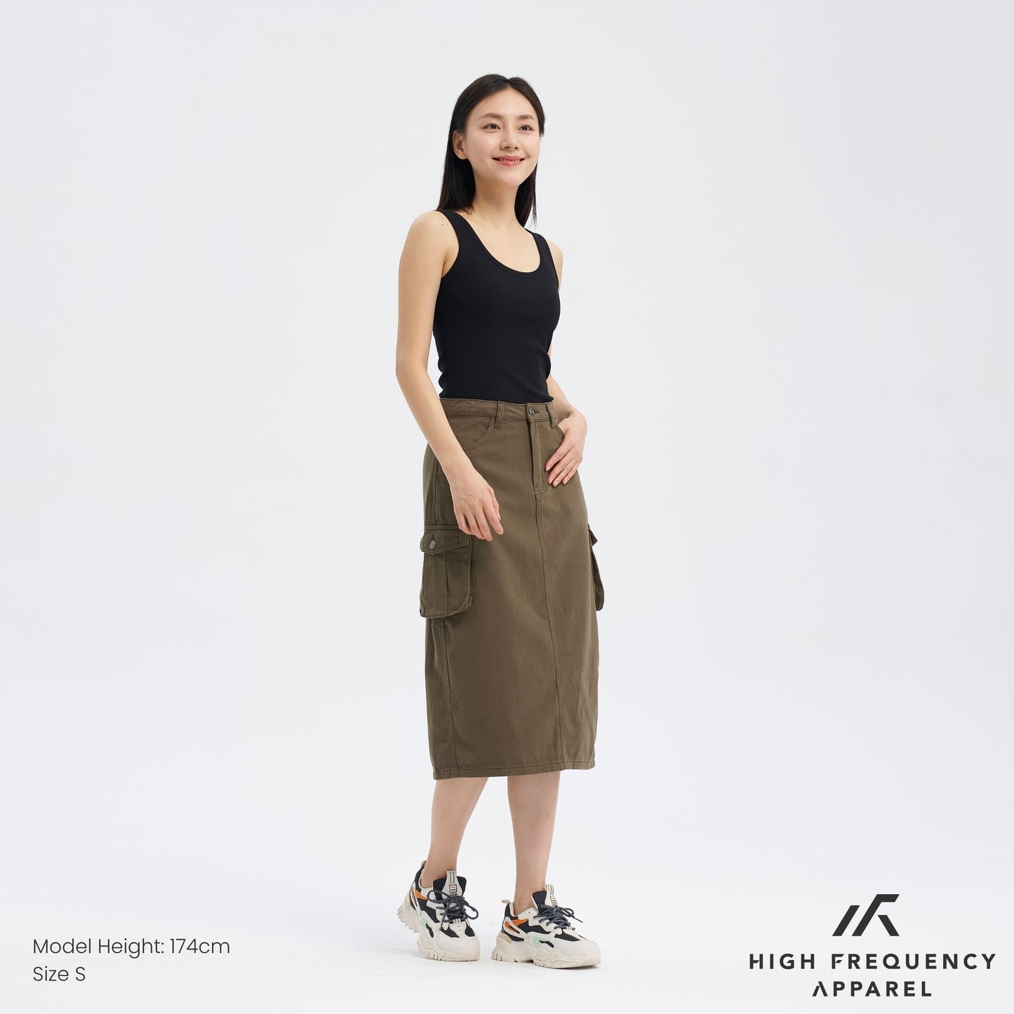 midi denim cargo skirt