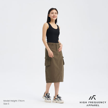 Midi Denim Cargo Skirt