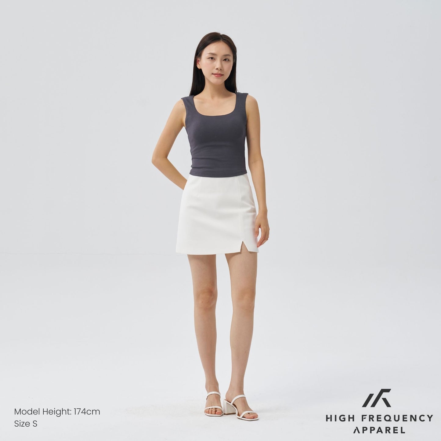 soft stretch square neck sleeveless padded top
