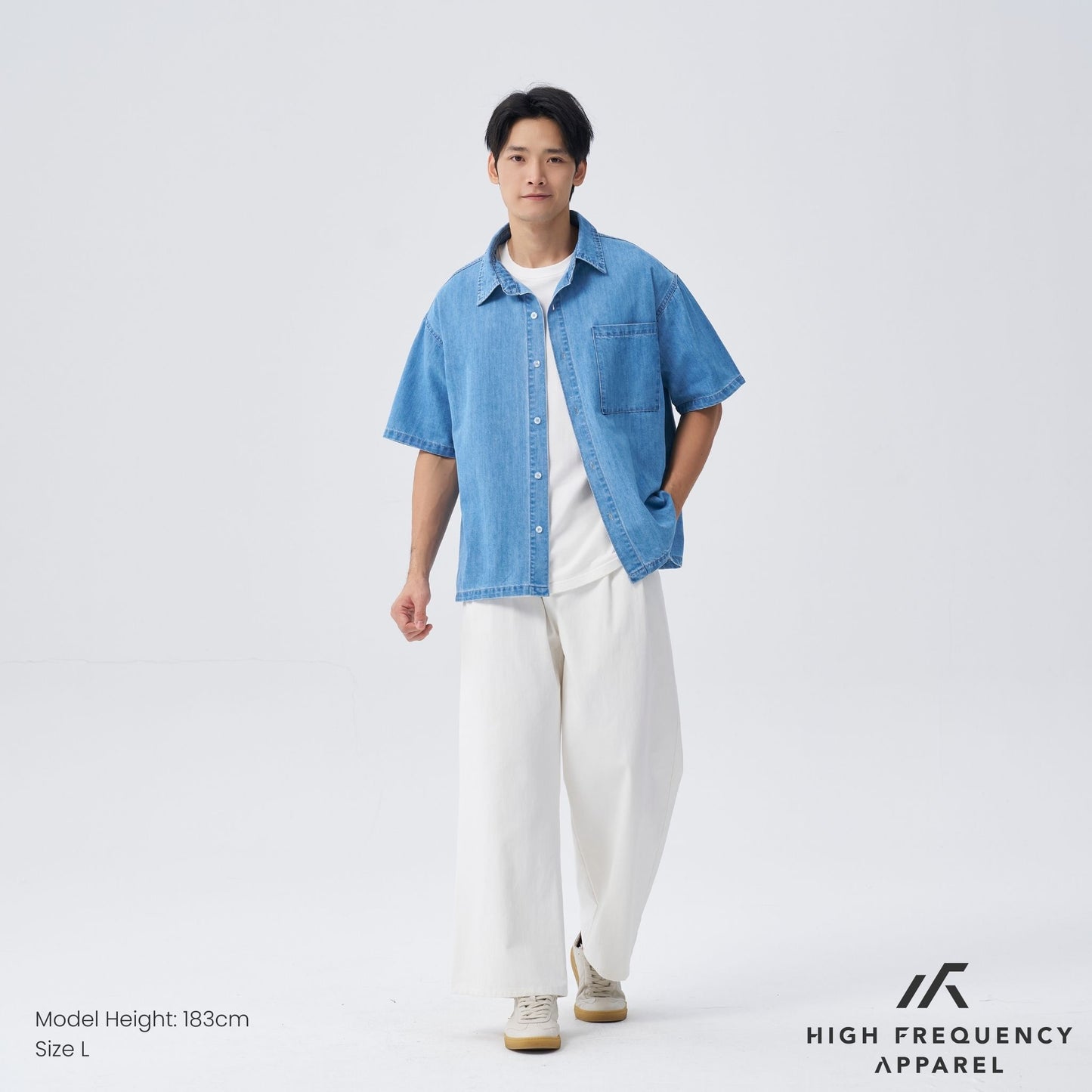 hfa men’s oversized short sleeve denim shirt