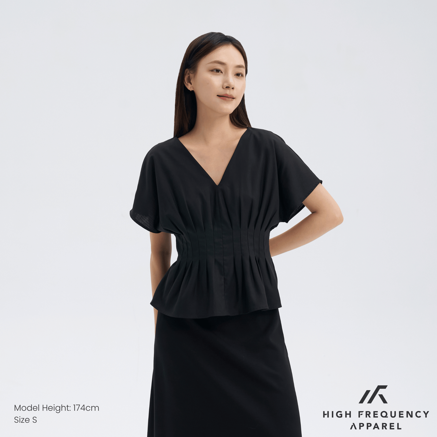v-neck pintuck sleeved blouse
