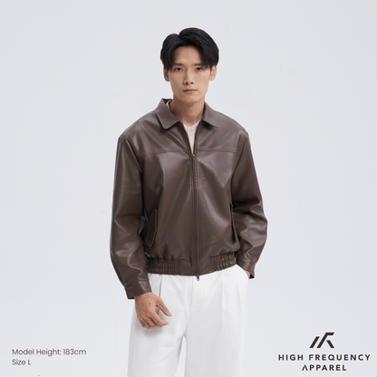 Classic PU Leather Zip-Up Jacket