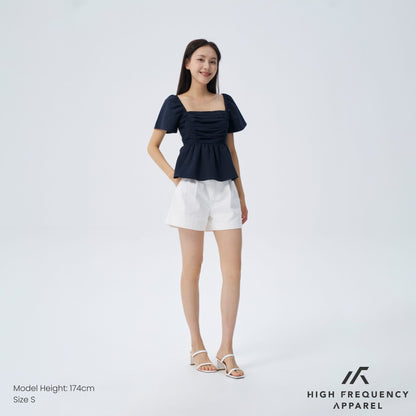 HFA Women’s Flutter Sleeve Padded Smocked Back Blouse