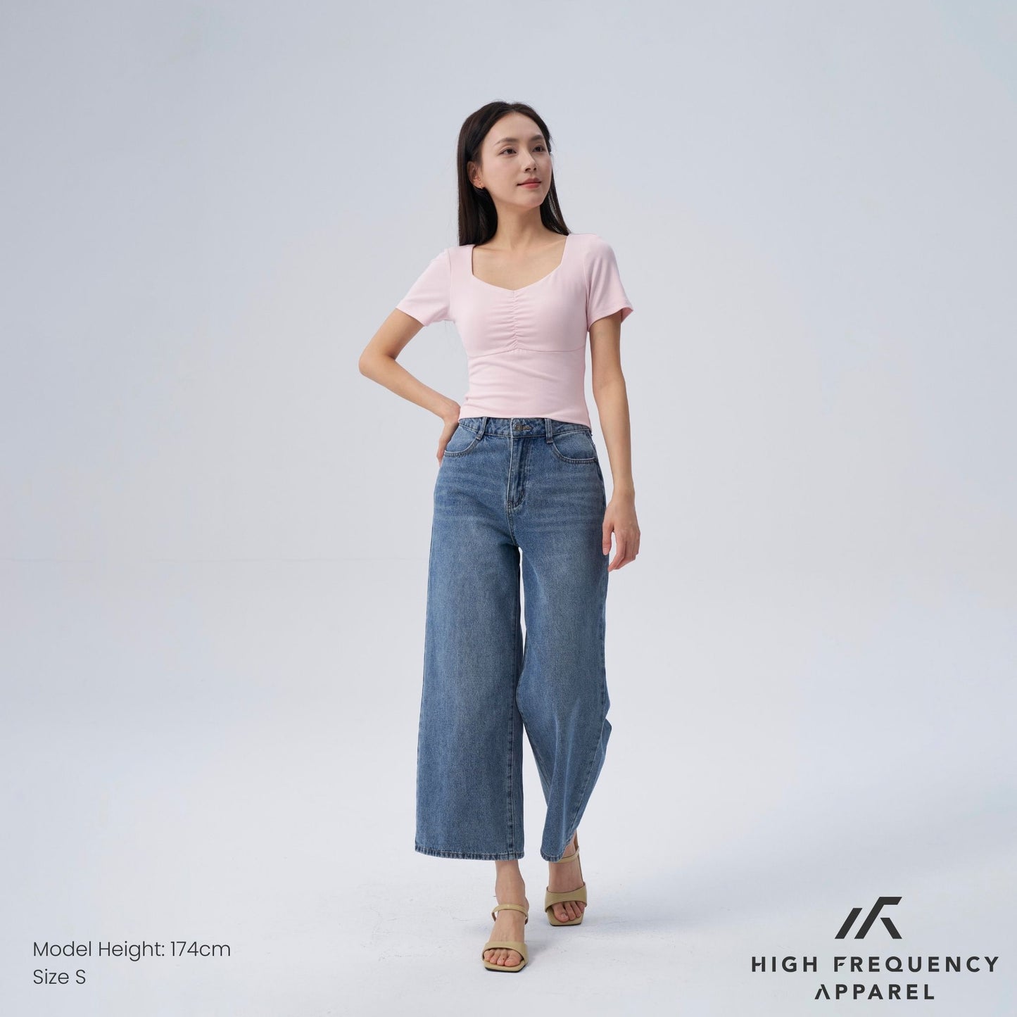 hfa women’s soft stretch diamond neck ruched padded tee