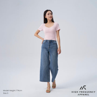 HFA Women’s Soft Stretch Diamond Neck Ruched Padded Tee