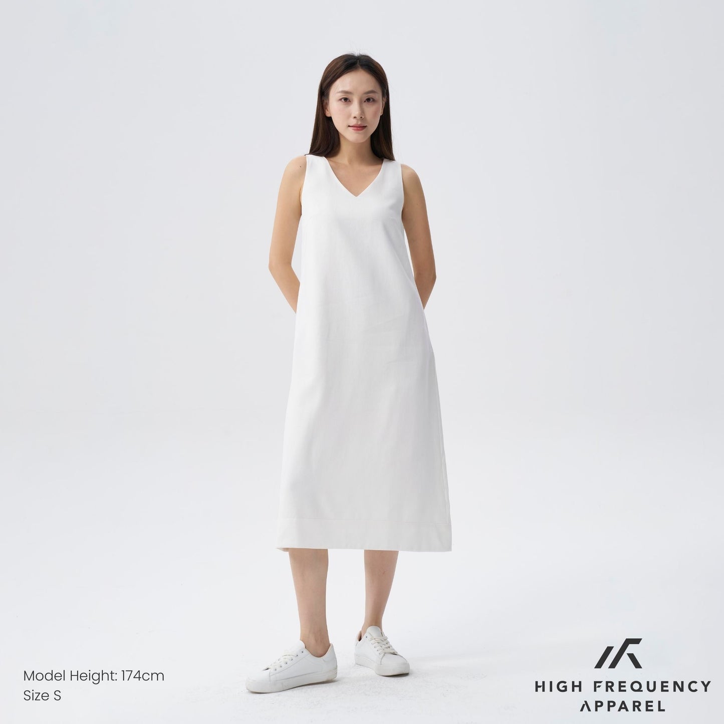 hfa women’s v-neck linen sleeveless midaxi dress with back slit