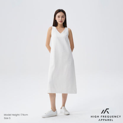 HFA Women’s V-Neck Linen Sleeveless Midaxi Dress With Back Slit