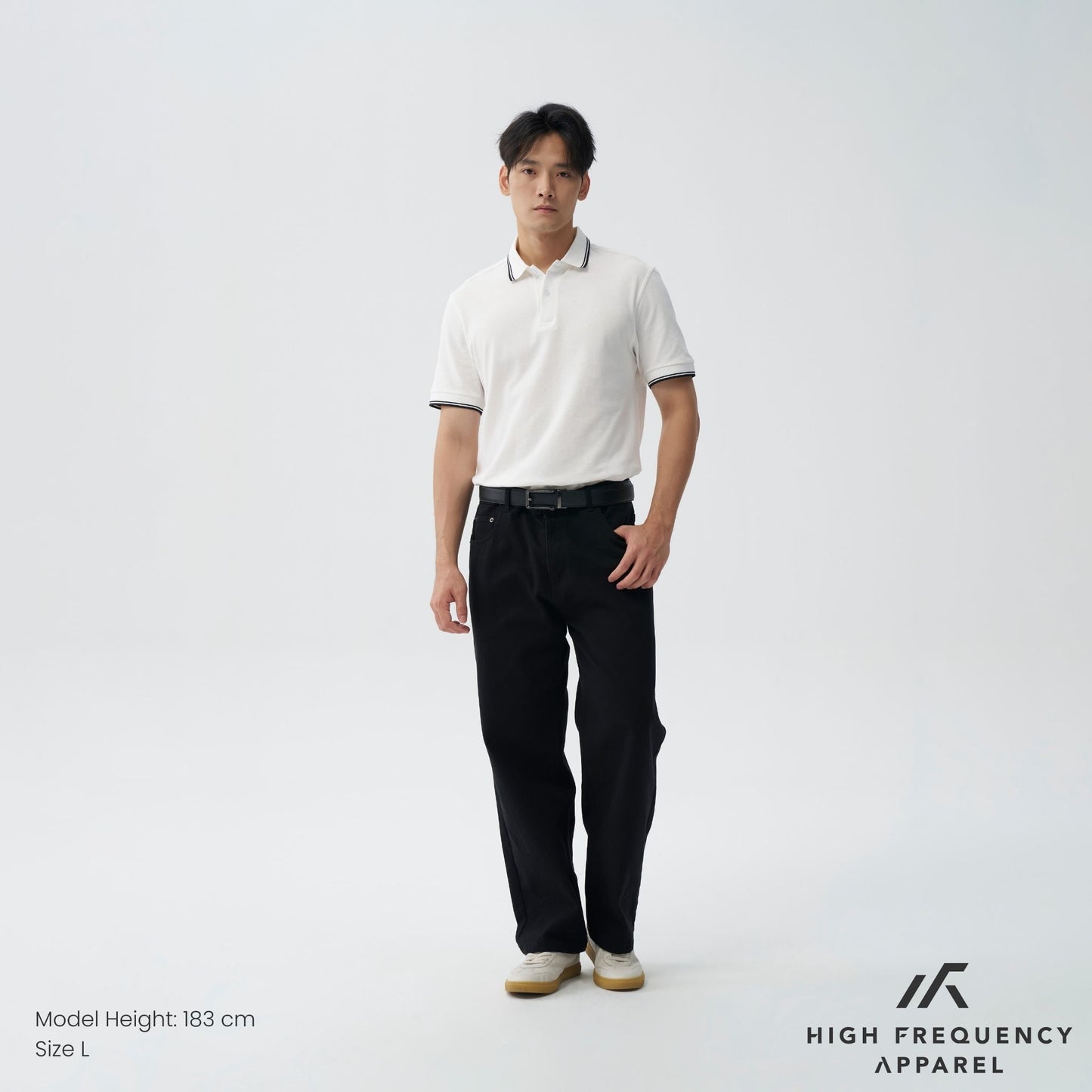 hfa men’s striped collar piqué polo – slim fit