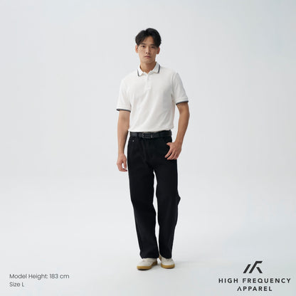 HFA Men’s Striped Collar Piqué Polo – Slim Fit
