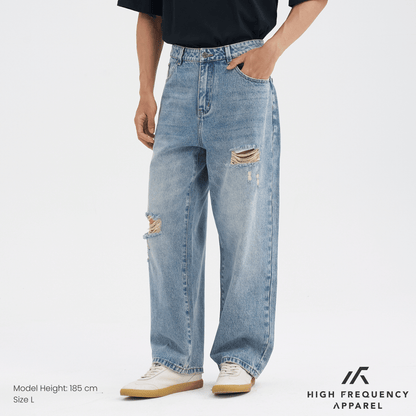 Straight Cut Distressed Jeans