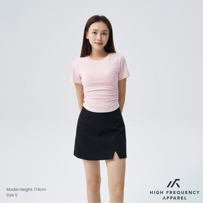 HFA Women’s Soft Stretch Crew Neck Ruched Padded Tee