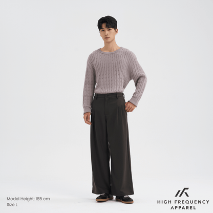 High Waisted Triple Pleated Dress Trousers With Side Adjusters