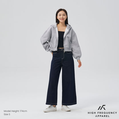 Cropped Two-Way Zippered Hoodie