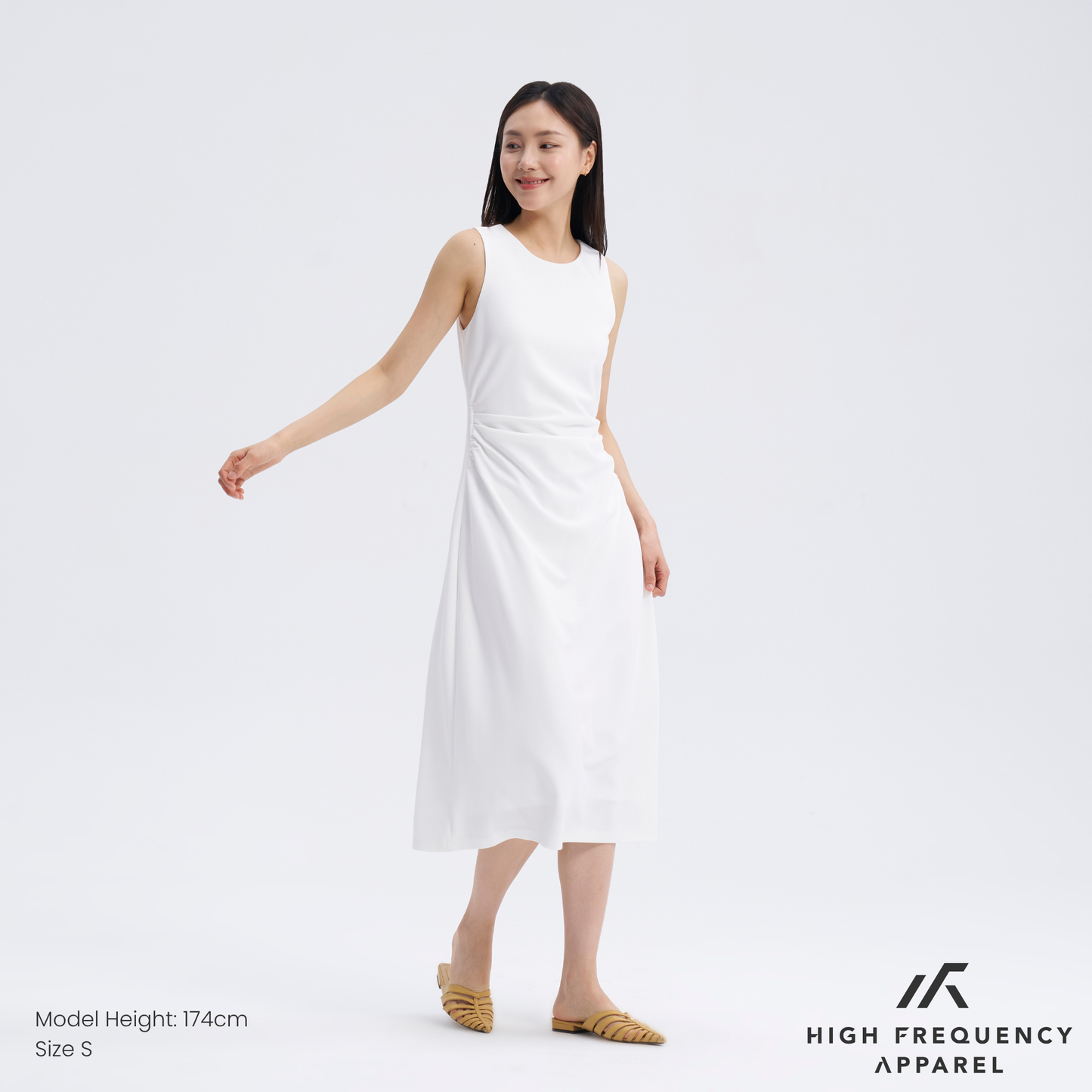 women's sleeveless maxi ruched dress