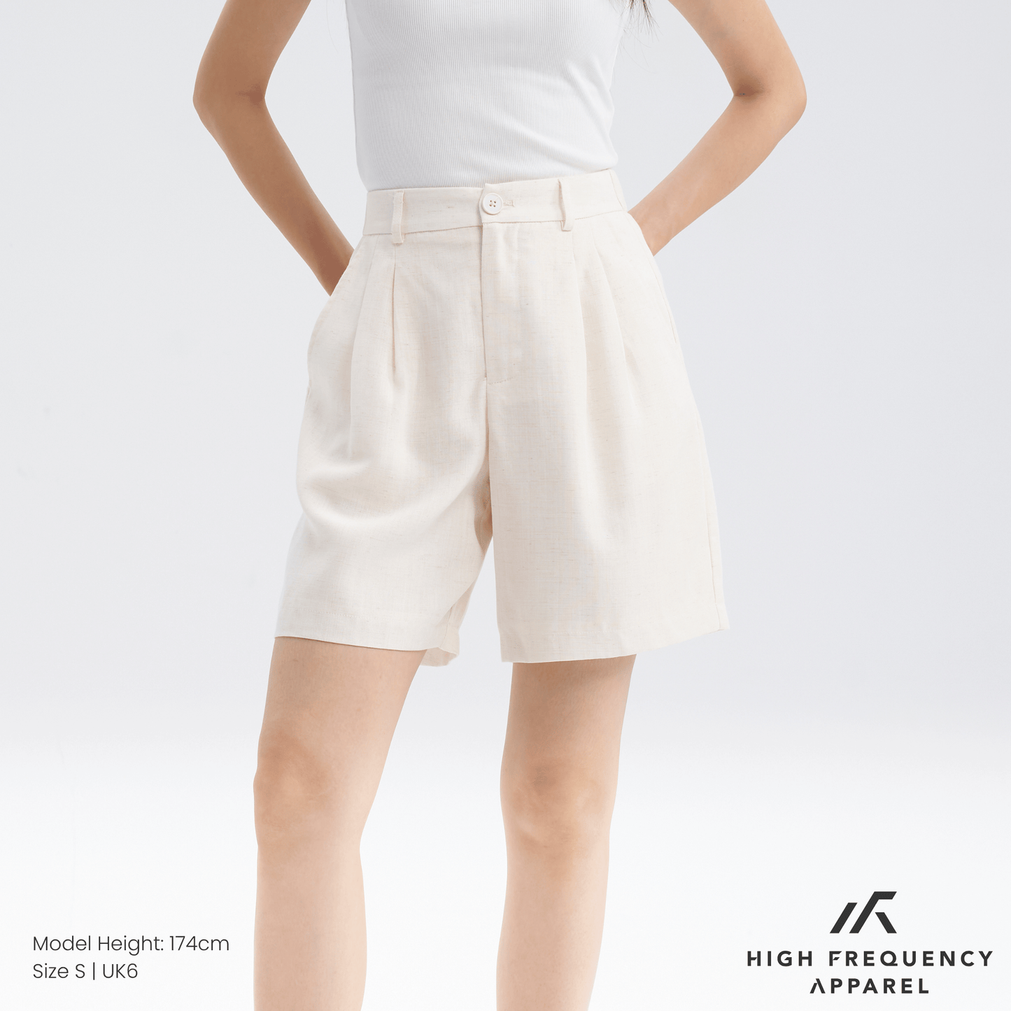 tencel linen longline double pleated shorts