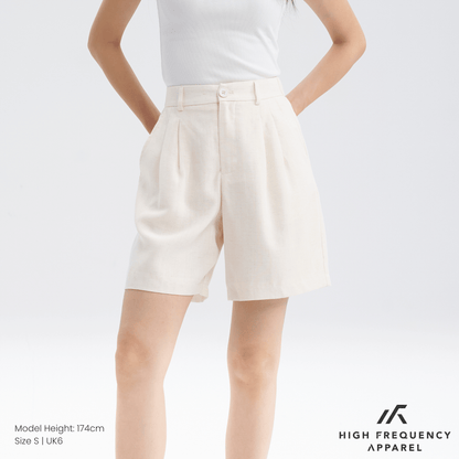 Tencel Linen Longline Double Pleated Shorts
