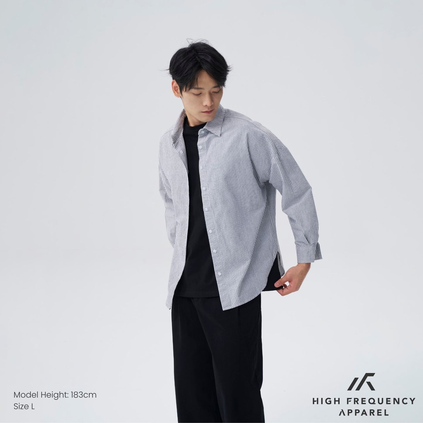 [pre-launch] hfa unisex striped ultra curved hem long sleeve relaxed shirt