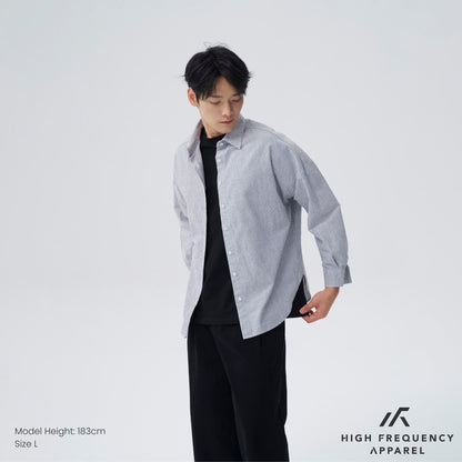 [PRE-LAUNCH] HFA Unisex Striped Ultra Curved Hem Long Sleeve Relaxed Shirt