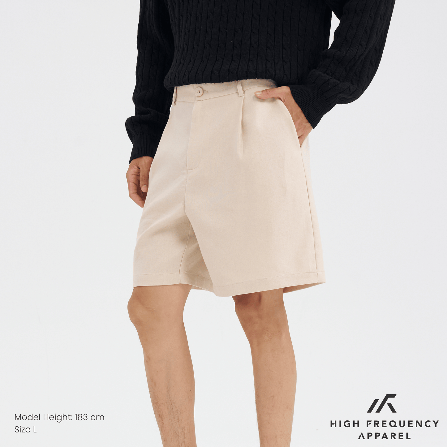 single pleated linen shorts