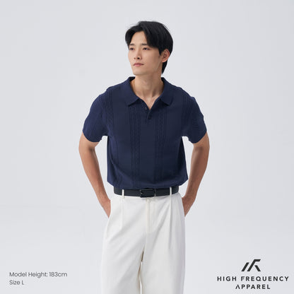 HFA Men’s Cable Knitted Button Polo