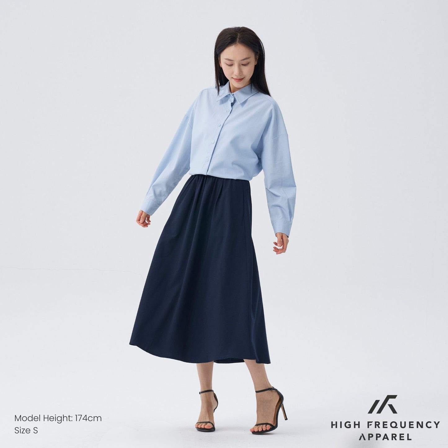 hfa women’s midaxi drape skirt with elasticated waist and back zipper