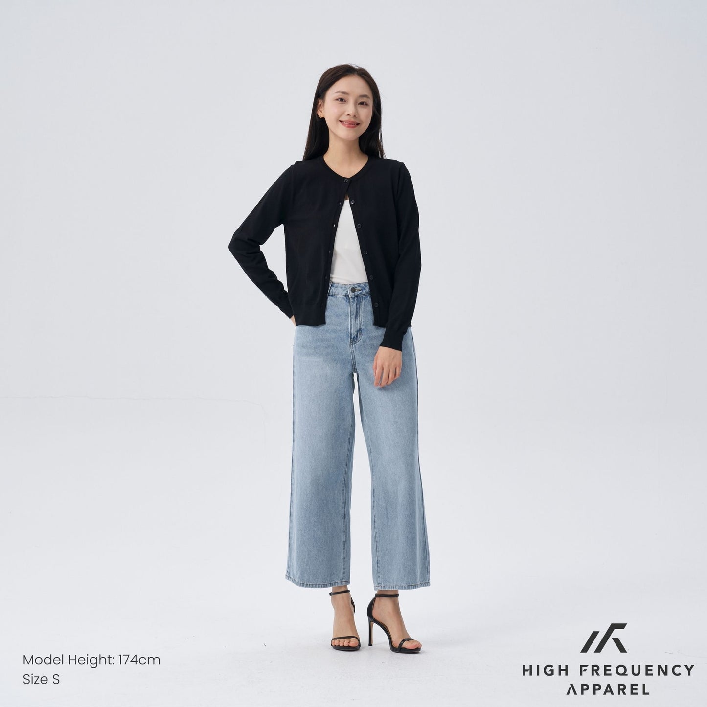 hfa women’s crew neck long sleeve cardigan