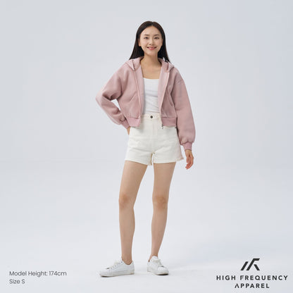 Cropped Two-Way Zippered Hoodie