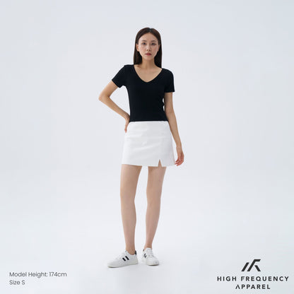 HFA Women’s V-Neck Short Sleeve Ribbed Tee – Stretch Fit Essentials