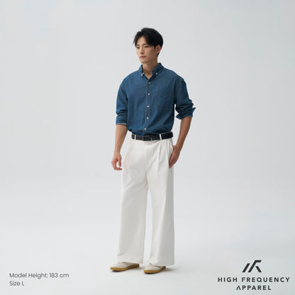 HFA Men's Double Pleated Wide Leg Chino Pants