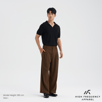 High Waisted Triple Pleated Dress Trousers With Side Adjusters