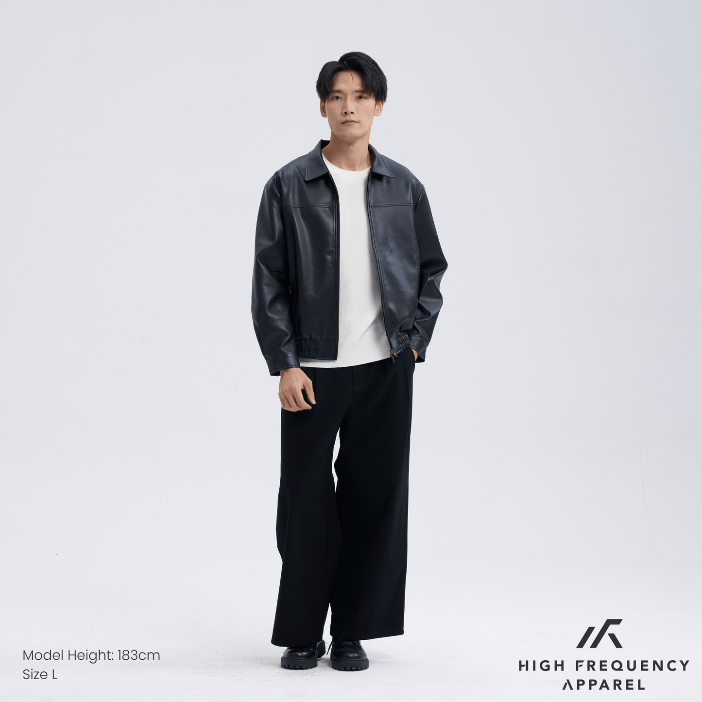 classic pu leather zip-up jacket