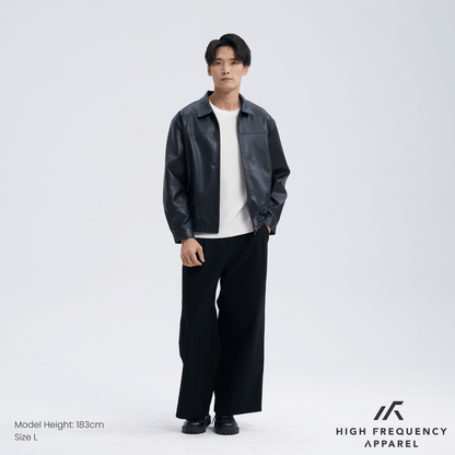 Classic PU Leather Zip-Up Jacket