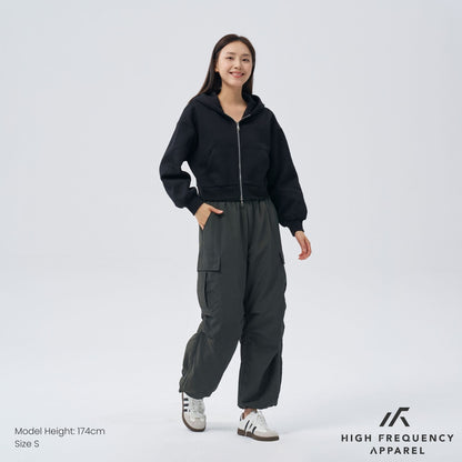 Cropped Two-Way Zippered Hoodie