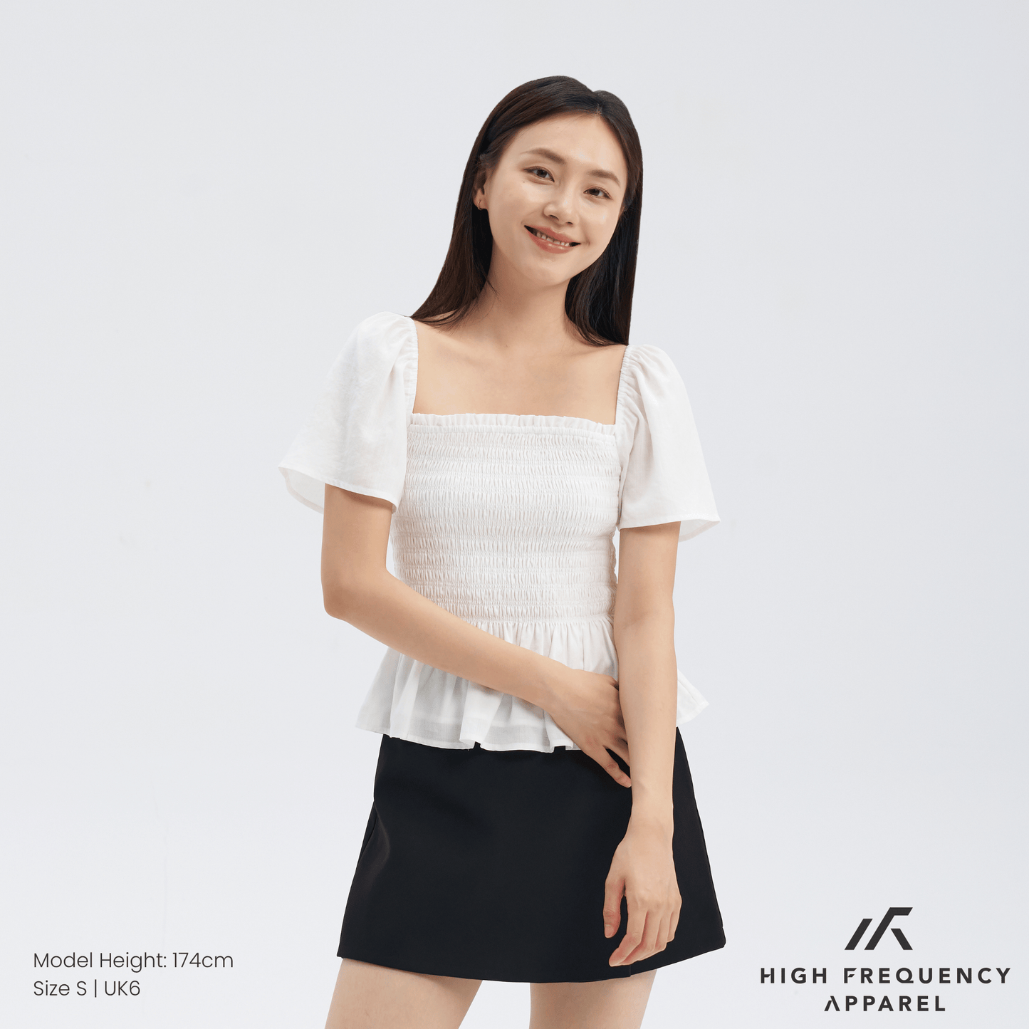 square neck full smocked flutter sleeve top