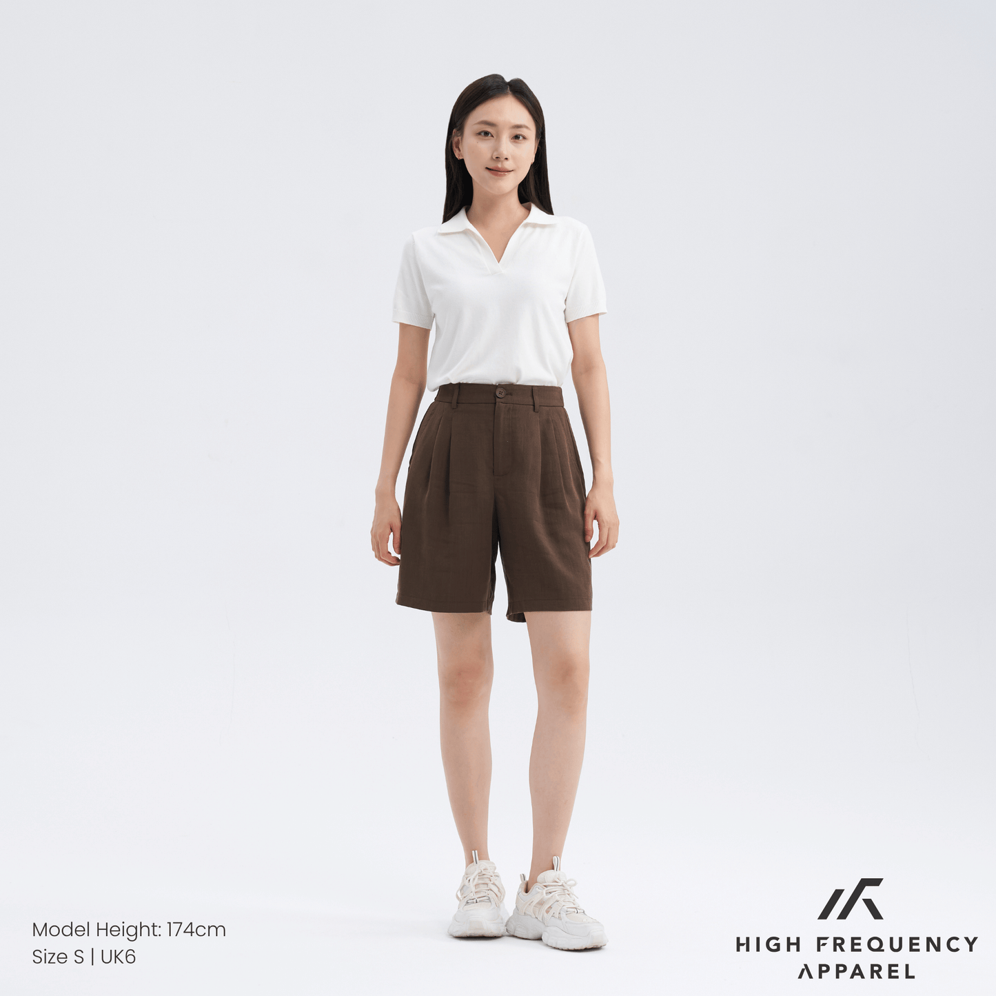 tencel linen longline double pleated shorts
