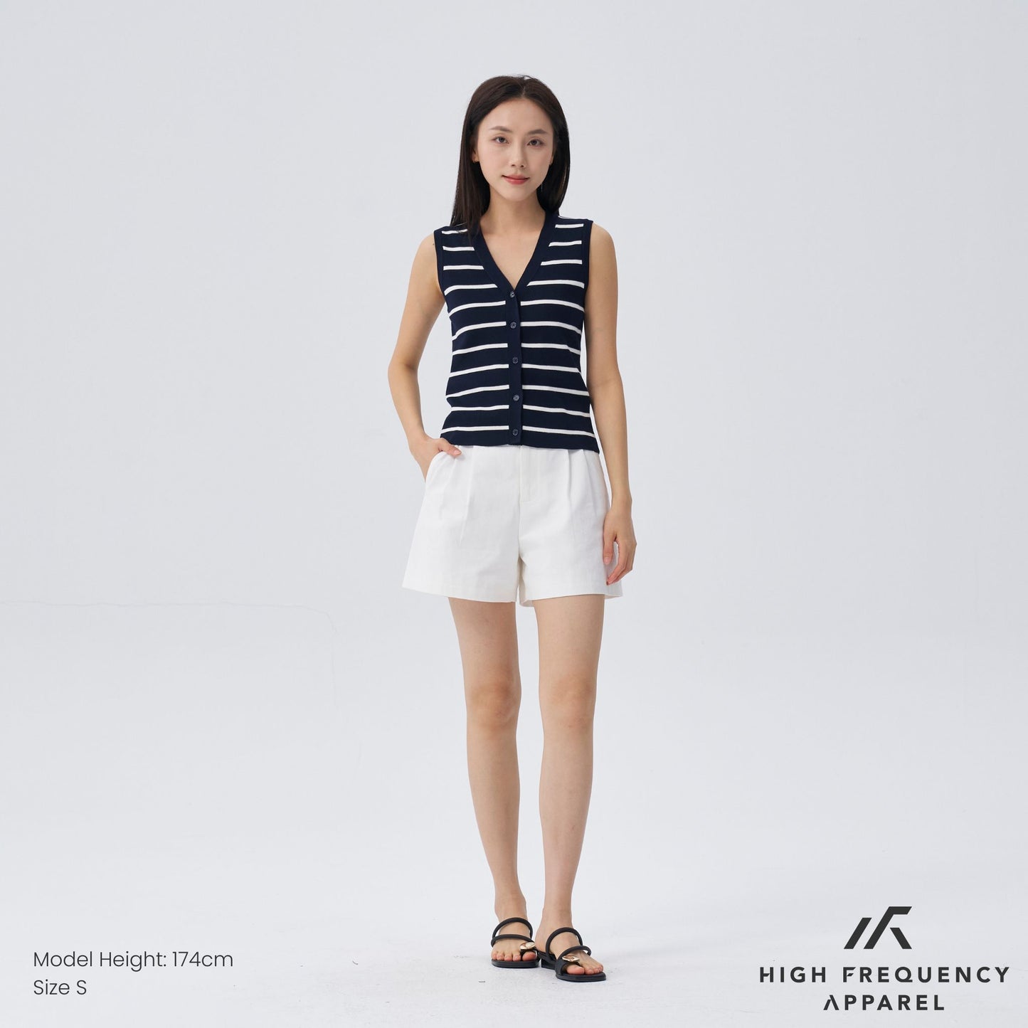 hfa women’s striped knitted button vest