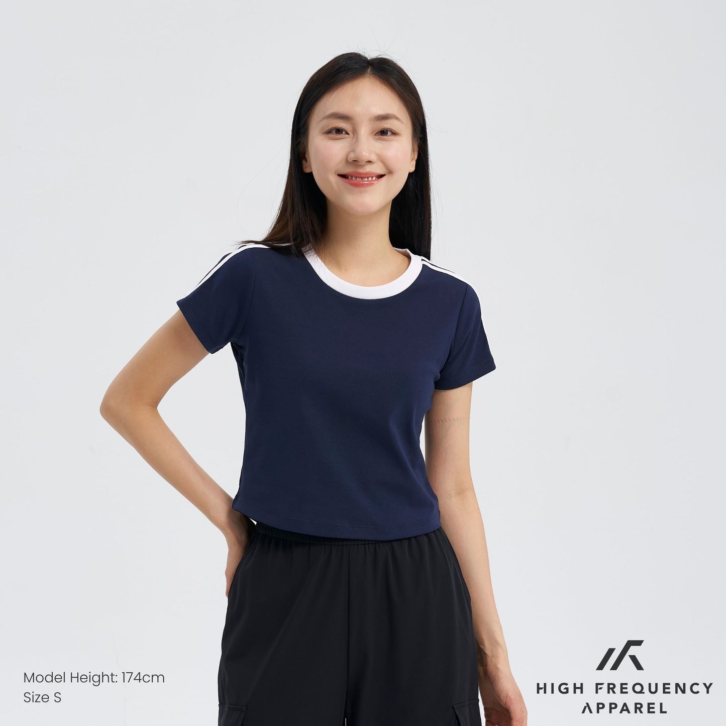 striped curved hem baby tee