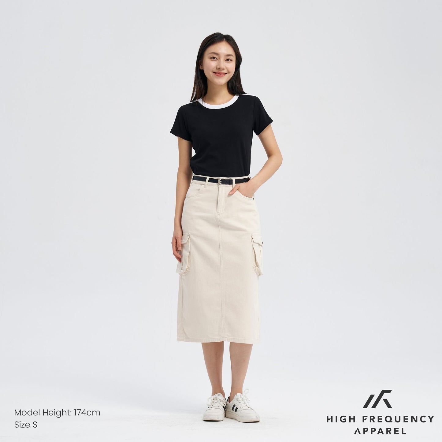 midi denim cargo skirt