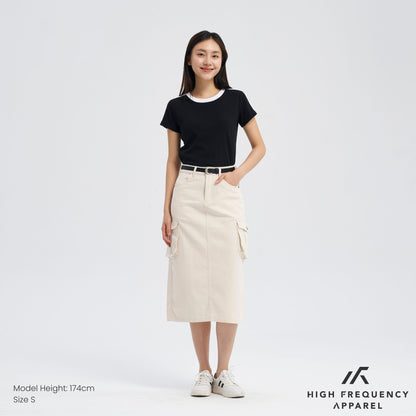 Midi Denim Cargo Skirt