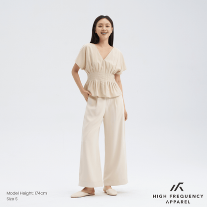 V-Neck Pintuck Sleeved Blouse