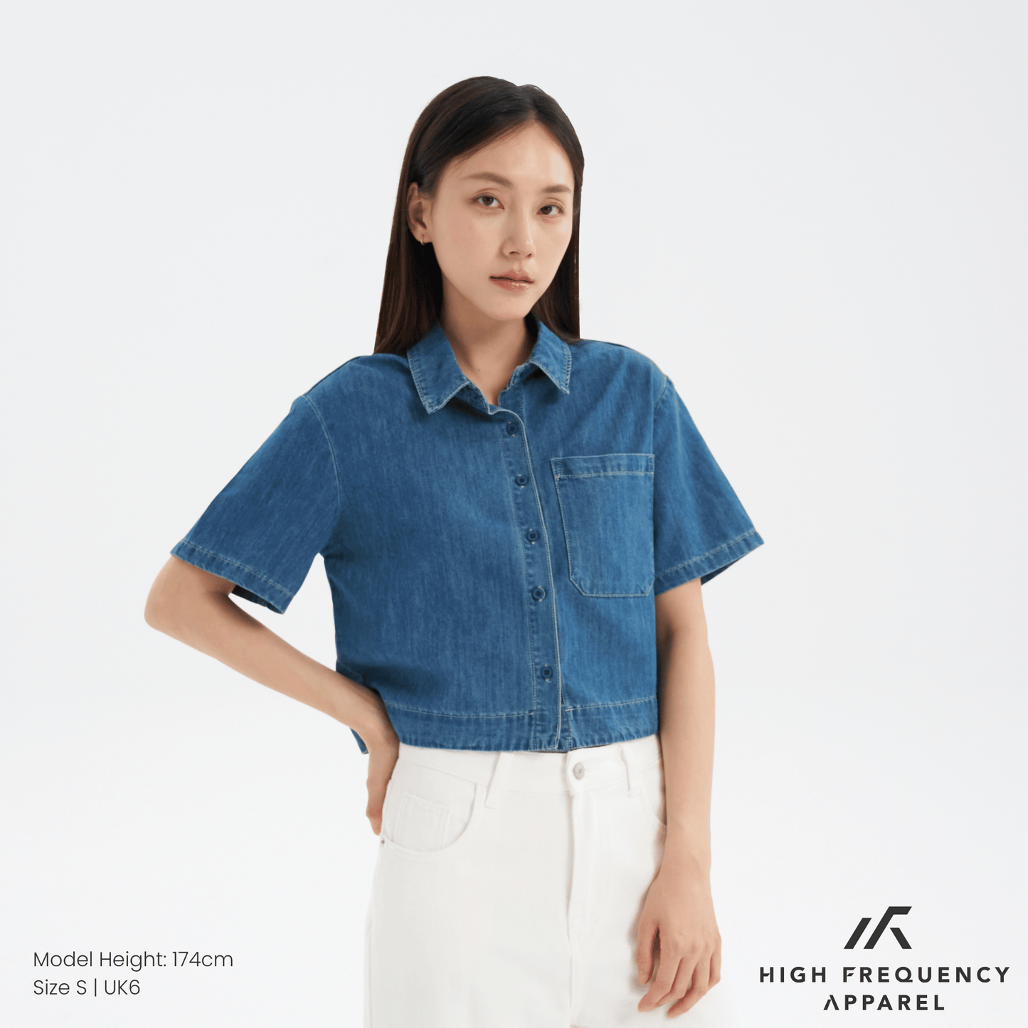 women's cropped denim shirt