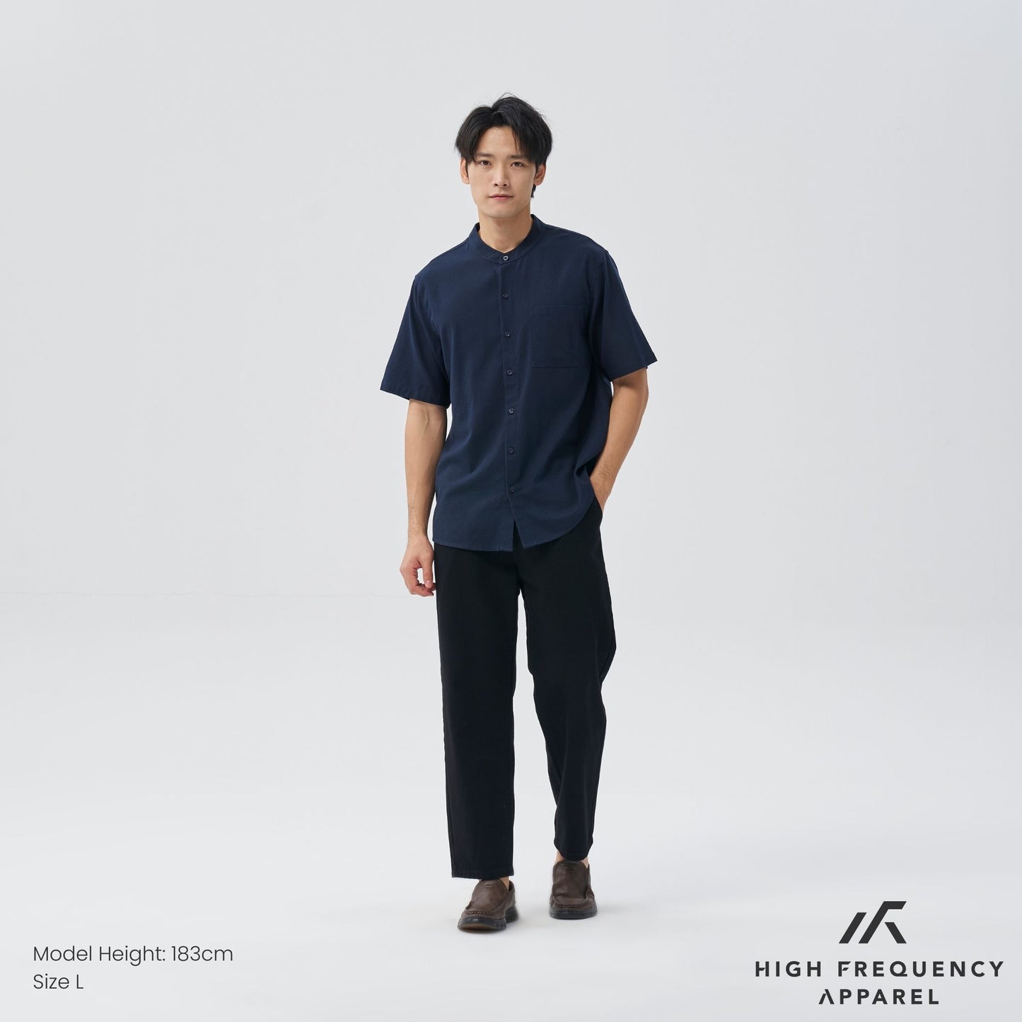 hfa men’s mandarin collar short sleeve shirt