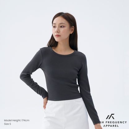 HFA Women’s Long Sleeve Ribbed Tee – Stretch Fit Essentials
