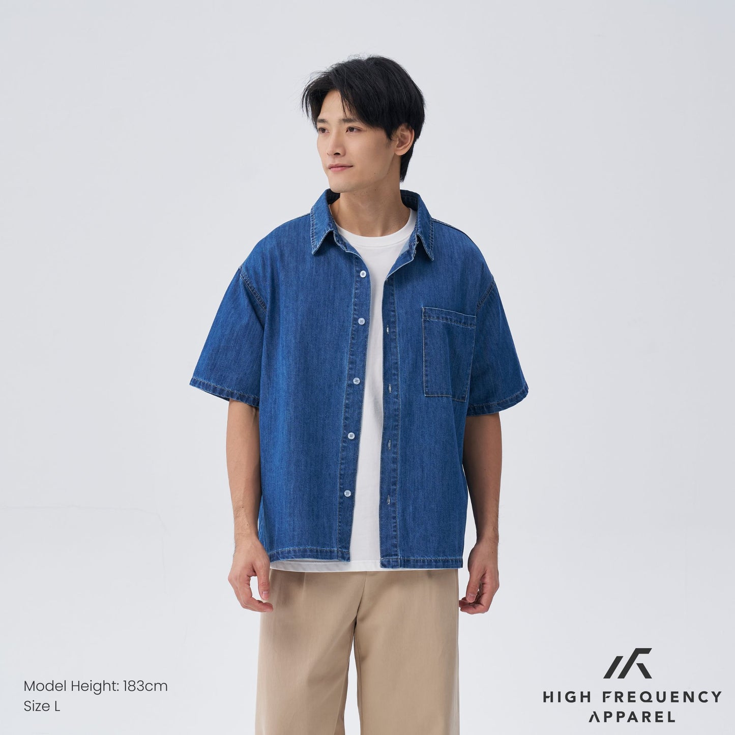 hfa men’s oversized short sleeve denim shirt